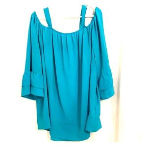 Beautiful turquoise summer flowing shirt.